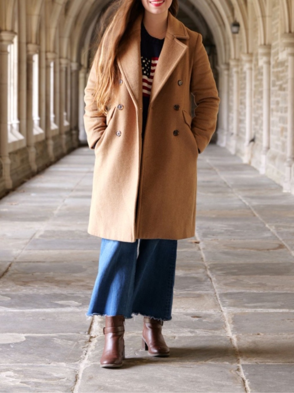Banana Republic Double Breasted Camel Wool Coat, XXS
